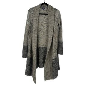 Splendid women's cardigan small long line pockets mohair alpaca wool gray tan